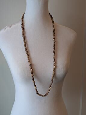 Orchid Shell Beaded Necklace~long~Creams To Brown~Bohemian~Beachy